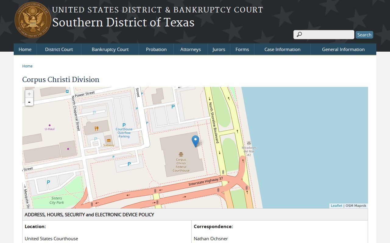 Kenedy County court records federal venue in the Corpus Christi Division
