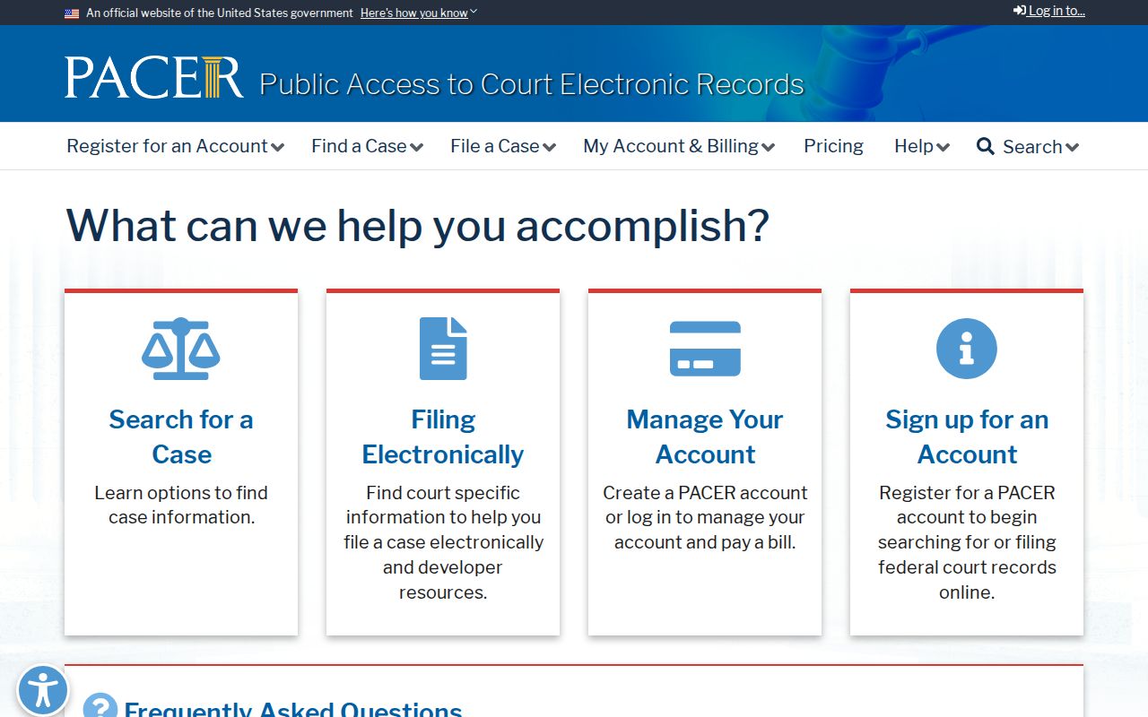 Federal Kenedy County case search entry through PACER