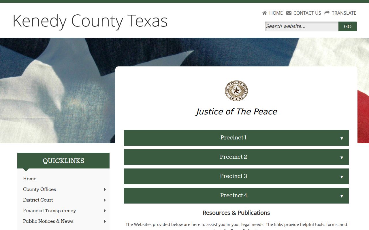 Kenedy County court docket Justice Court precinct page